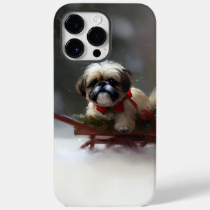 Coque Pour Pour iPhone 14 Pro Max Shih Tzu hiver neige de Noël