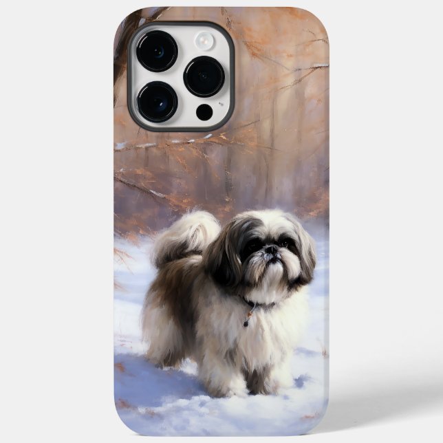 Coques Case-Mate iPhone Shih Tzu Laisse Neige Noël (Verso)