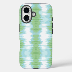 Coques iPhone 16 Shimmer Ikat en vert et aquarelle