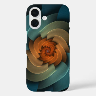 Coques iPhone 16 Siffler dans la spirale bleue noire Abstraite