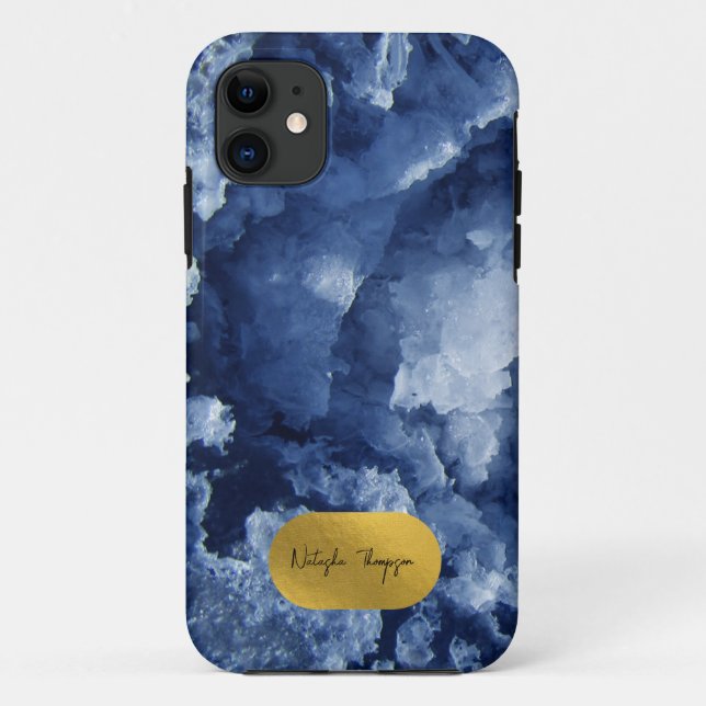Coques Case-Mate iPhone Signature Blue Gold Foil Sea Crystals (Dos)
