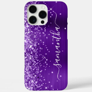 Coques iPhone 16 Pro Max Signature Glamour Fille Indigo Violet Pailleté