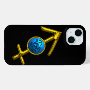 Coque Pour iPhone 15 SIGNE D'OR ZODIAC SAGITTARIUS, Turquoise Bleu, Noi
