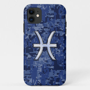 Coque Case-Mate Pour iPhone Signe du zodiaque Poissons Argent Camouflage numér