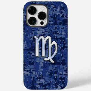 Coque Pour Pour iPhone 14 Pro Max Signe du zodiaque Vierge sur camouflage bleu marin