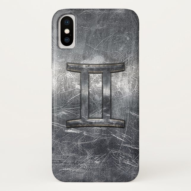 Coques Case-Mate iPhone SIGNE Zodiaque Gemini Grunge Argent Distressé (Dos)