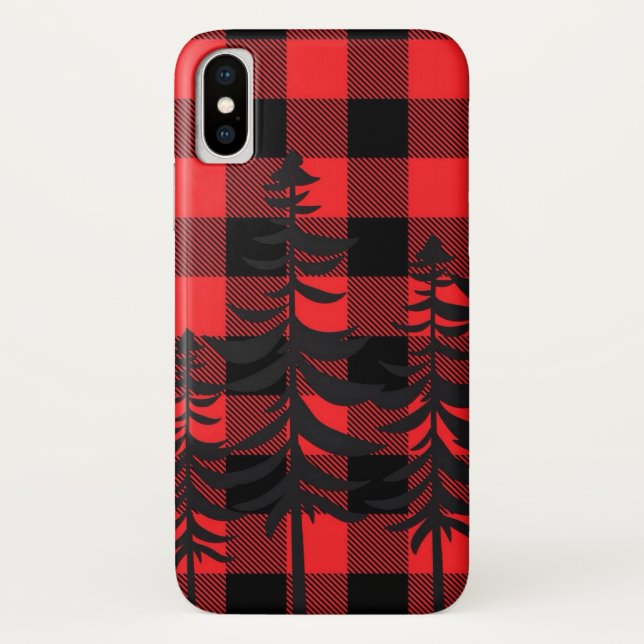 Coques Case-Mate iPhone Silhouette À feuillage persistant rouge (Dos)
