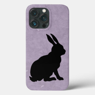Case-Mate iPhone Case Silhouette assise lapin noir sur marbre violet