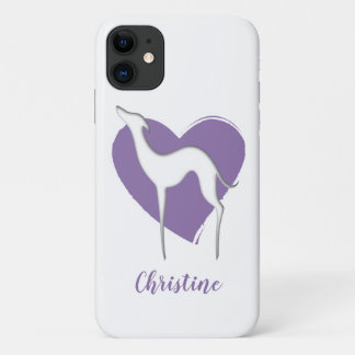 Case-Mate iPhone Case Silhouette blanche grise et coeur violet mignon