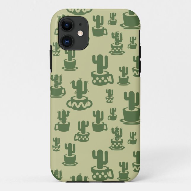Coques Case-Mate iPhone Silhouette de cactus succulent en tasses et pots (Dos)
