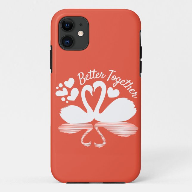 Coques Case-Mate iPhone Silhouette de deux cygnes dans l'eau (Dos)