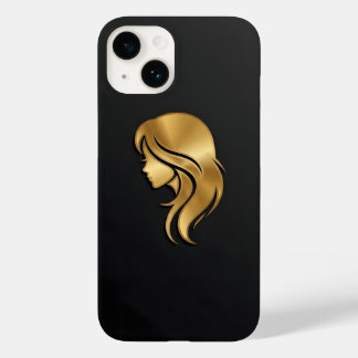 Coque Pour iPhone 14 Silhouette de fille en or métallisé élégant pour i