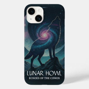 Coque Pour iPhone 14 Silhouette de loup galactique avec lune nébuleuse 