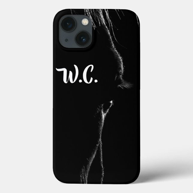 Coques Case-Mate iPhone Silhouette du cheval noir et blanc (Verso)