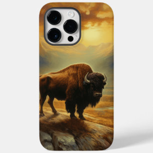 Coque Pour Pour iPhone 14 Pro Max Silhouette du coucher de soleil de bison de buffle