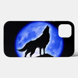 Coques Pour iPhone Silhouette du loup hurlant à la lune dans la nuit