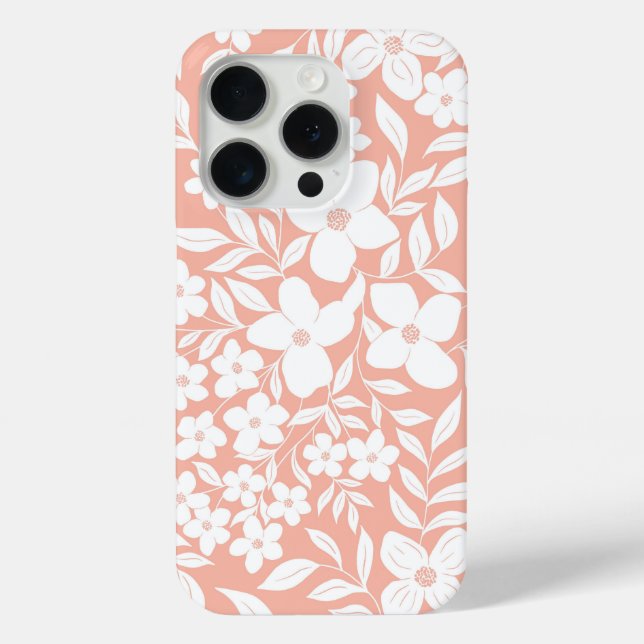 Coques Case-Mate iPhone Silhouette florale sur rose (Verso)