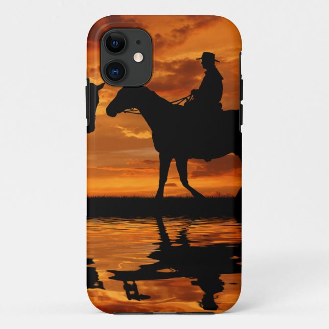 Coques Case-Mate iPhone Silhouette occidentale de cowboy d'équitation de (Dos)