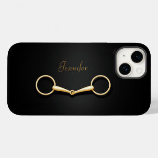 Coque Pour iPhone 14 Silhouette Or Un Peu Élégant Equestre Personnalisé
