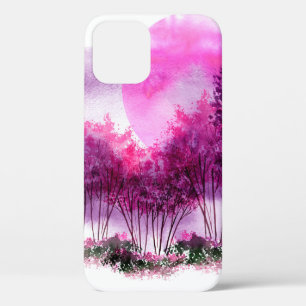 Case-Mate iPhone Case silhouette rose et violette des arbres contre le d