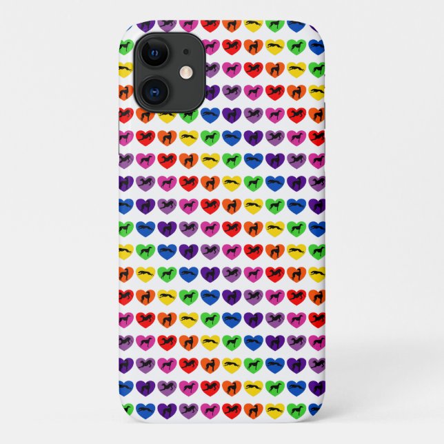 Coques Case-Mate iPhone Silhouettes Greyhound Coeurs arc-en-ciel (Dos)