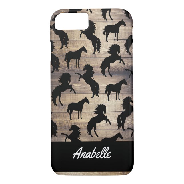 Coques Case-Mate iPhone Silhouettes rustiques de Cheval Noir | Personnalis (Dos)