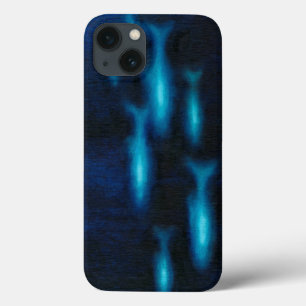 Coques Pour iPhone Silhouettes translucides bleues de poissons