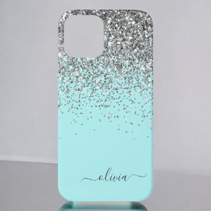 Case-Mate iPhone Case Silver Aqua Turquoise Blue Girl Parties scintillan