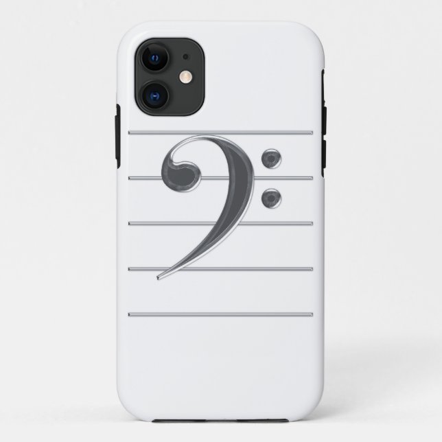 Coques Case-Mate iPhone Silver Bass Clef Music (Dos)