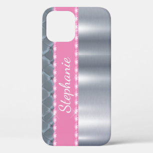 Case-Mate iPhone Case Silver Metallic Bling Nom Pink