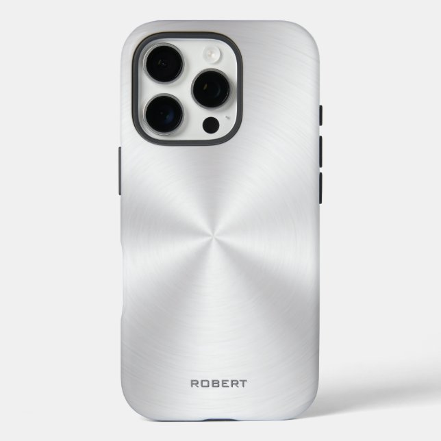 Coques Case-Mate iPhone Silver Metallic Texture Stainless Steel Look (Verso)