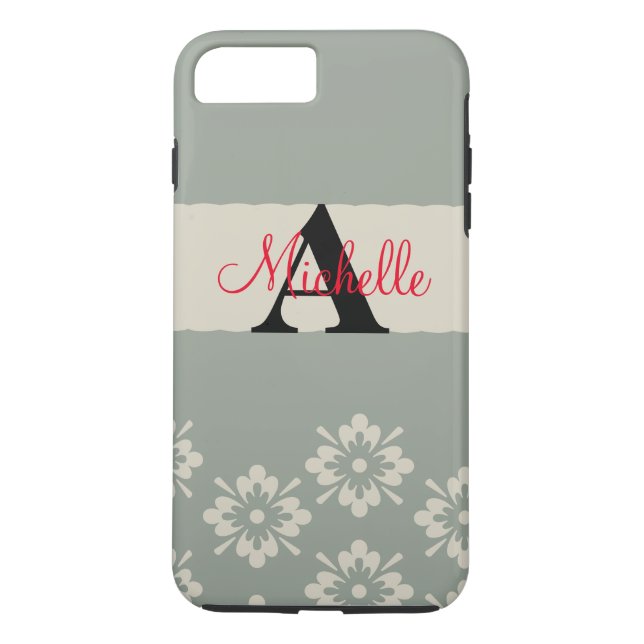 Coques Case-Mate iPhone Simple Black Grey Votre Monogramme Personnalisé (Dos)