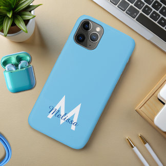 Case-Mate iPhone Case simple Blue turquoise moderne Monogramme girly Nom
