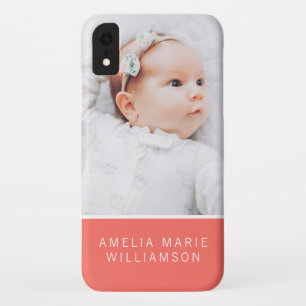 Case-Mate iPhone Case Simple corail contemporain Photo et nom de bébé