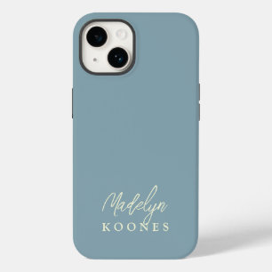Coque Pour iPhone 14 Simple Design Moderne Nom De Script Dusty Blue
