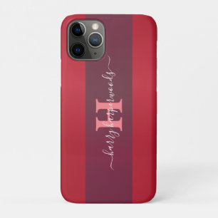 Case-Mate iPhone Case Simple élégant Maroon rouge Métal monogrammé Nom
