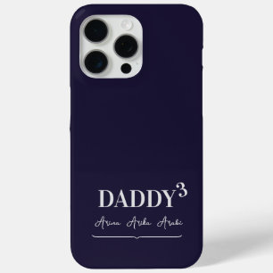 Coque iPhone 15 Pro Max Simple Elegant Papa Cubed Typographie Noms des enf