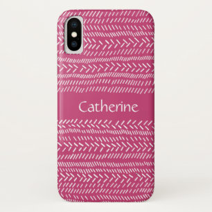 Case-Mate iPhone Case Simple Fuchsia Rose Blanc Rayures Bohème Ajouter u