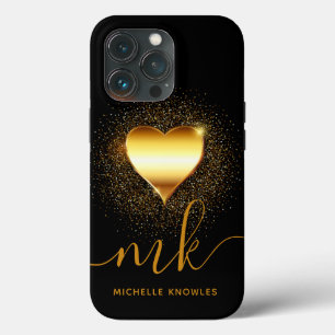 Case-Mate iPhone Case Simple Gold Heart Nom et monogramme personnalisés