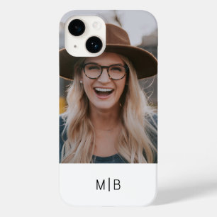 Coque Pour iPhone 14 Simple Monogramme Moderne Photo Nom Personnalisé