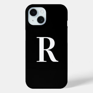 Coque Pour iPhone 15 Simple Monogramme noir et blanc