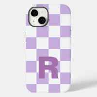Simple Pastel Purple Lilac À damiers Monogramme