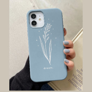 Coque Pour iPhone 14 Simple Personnalisé Floral Esthétique Bleu Blanc