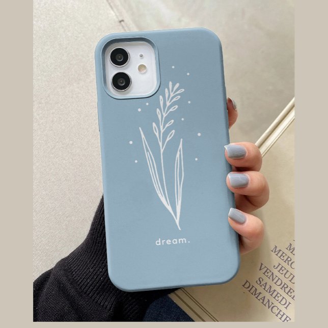Coques Case-Mate iPhone Simple Personnalisé Floral Esthétique Bleu Blanc (Créateur téléchargé)