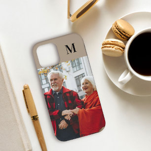 Case-Mate iPhone Case Simple Photo de portrait monogrammé beige marron