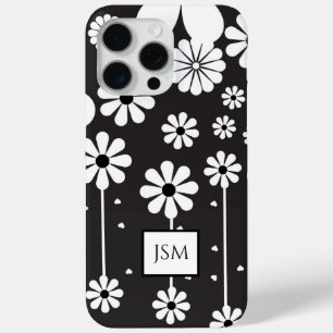 Coque iPhone 15 Pro Max Simple retro Boho noir et blanc