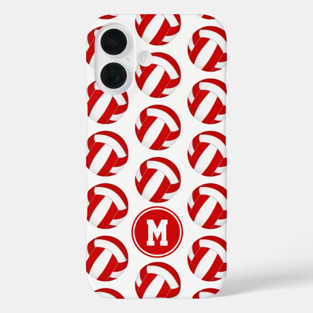 Coques Case-Mate iPhone simple rouge blanc volleyballs motif monogrammé (Verso)