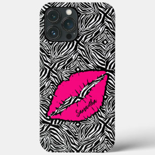 Case-Mate iPhone Case Simple Zèbre avec lèvres roses Personnalisé