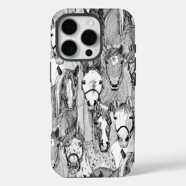 Coques Case-Mate iPhone simplement des chevaux noirs blancs (Verso)