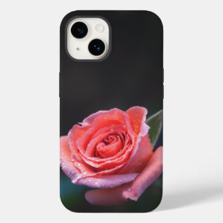 Coque Pour iPhone 14 Single Pink Rose with Dew